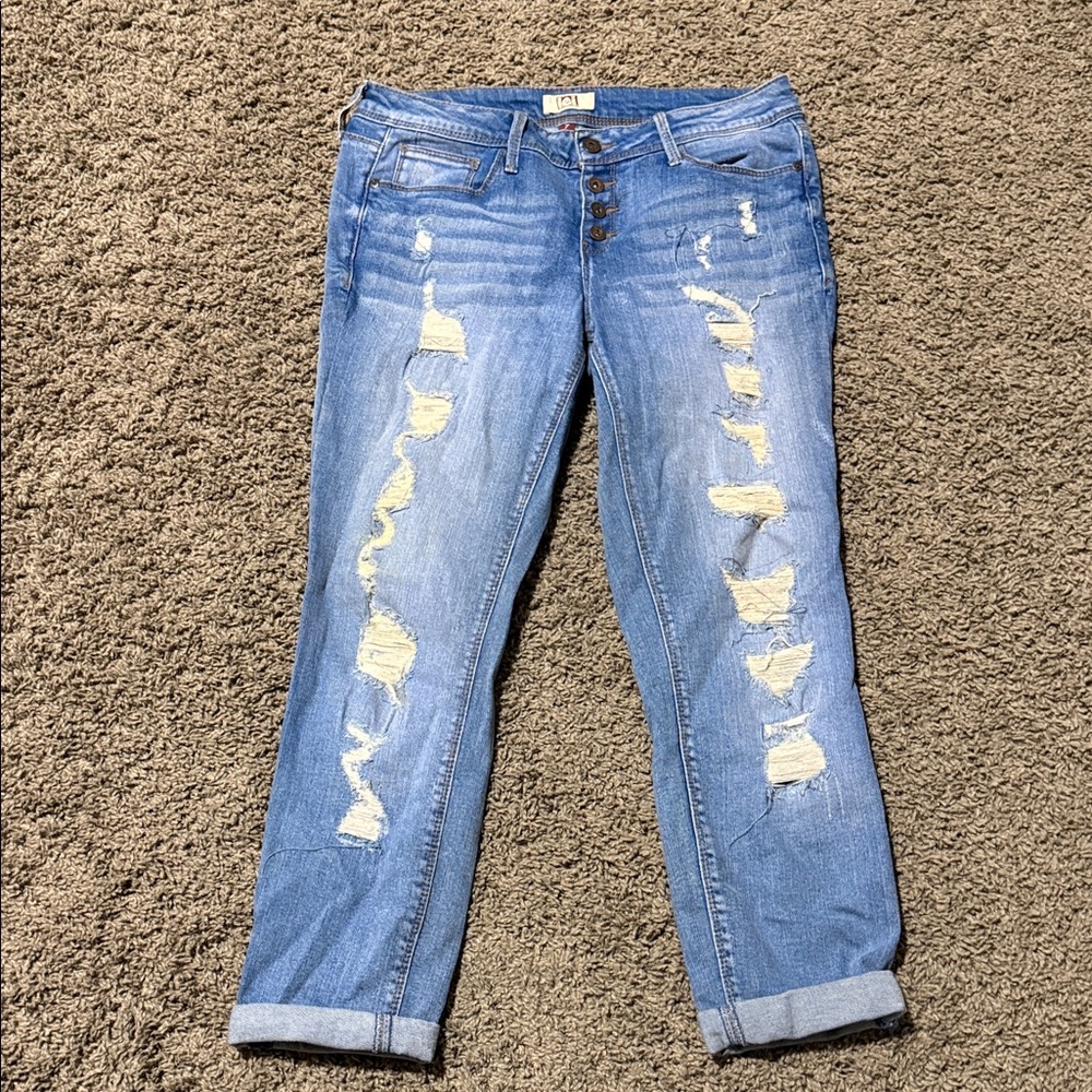 LEI Light Blue Distressed Boyfriend Jeans